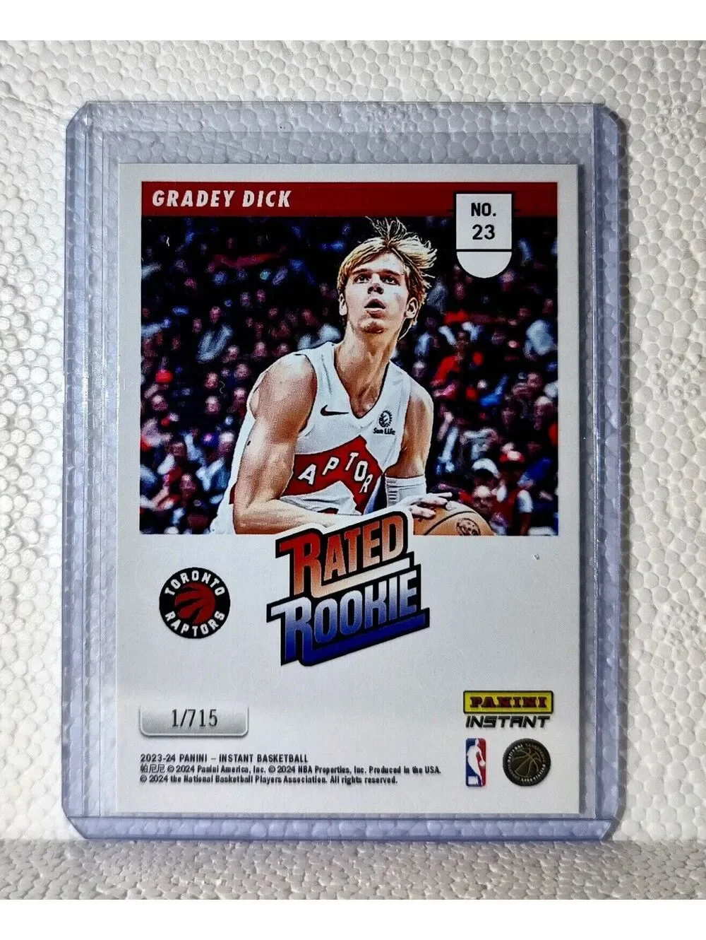 Gradey Dick 2023-24 Panini NBA #23 Rated Rookie Retro Card Toronto Raptors 1/715